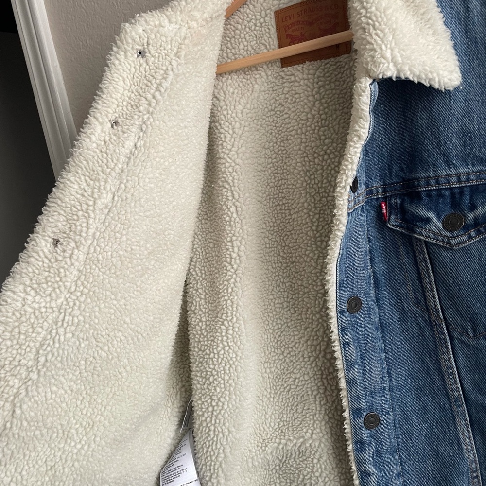 LEVI STRAUSS & CO. DENIM SHERPA TRUCKER JACKET SIZE MEDIUM WPL 423 - Picture 3 of 10